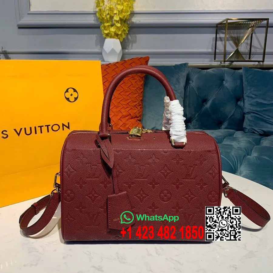 Louis Vuitton Speedy Bandouliere Taske 25 Cm Monogram Empreinte Læder Forår/sommer 2019 Kollektion M42401, Brændt Rød