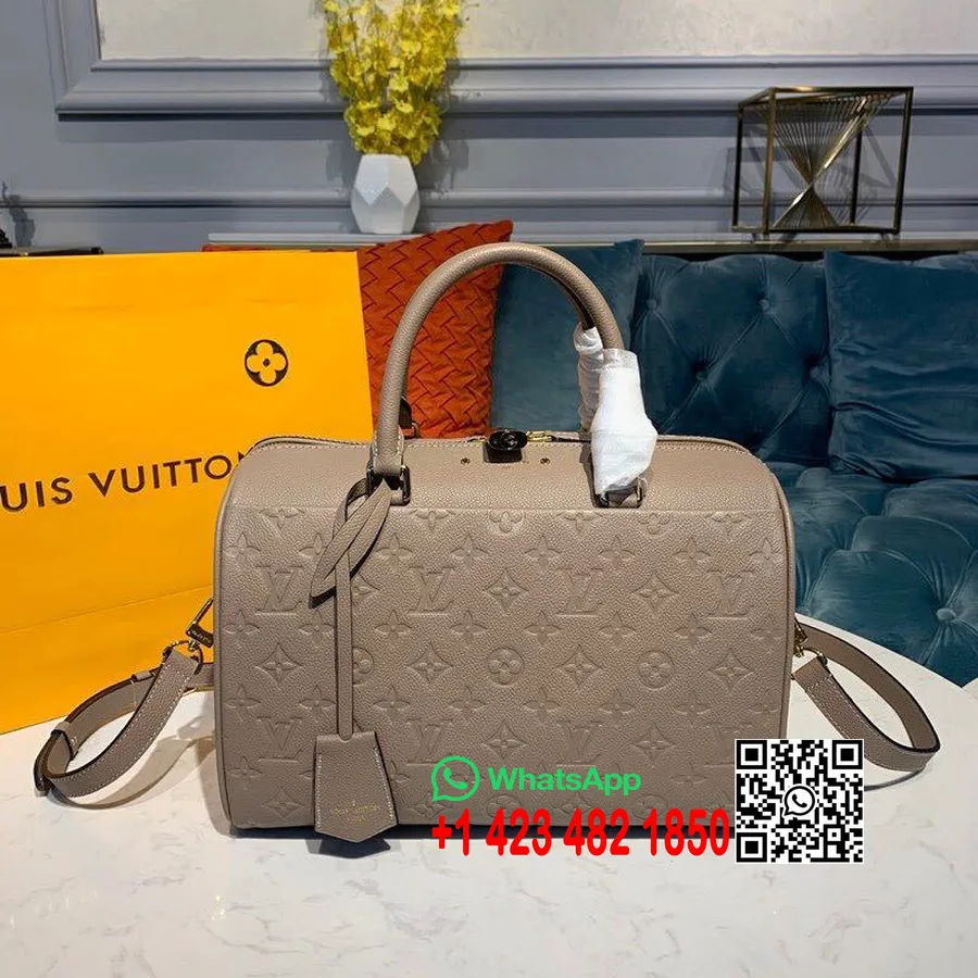 Louis Vuitton Speedy Bandouliere Bolsa 30cm Monograma Empreinte Couro Coleção Primavera/Verão 2019 M42406, Taupe