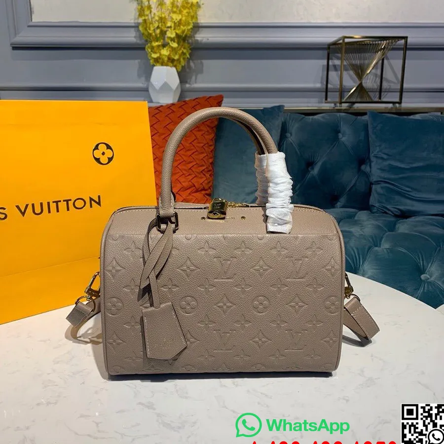 Louis Vuitton Speedy Bandouliere Taske 25 Cm Monogram Empreinte Læder Forår/sommer 2019 Kollektion M42401, Taupe