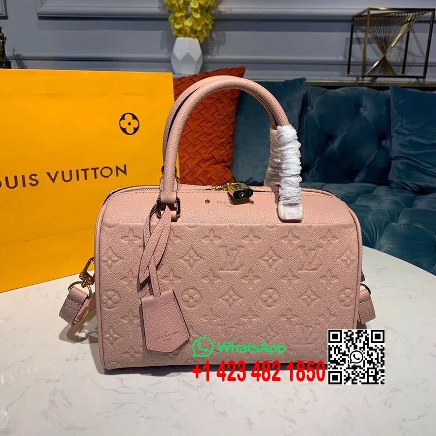 Louis Vuitton Speedy Bandouliere Taske 25 Cm Monogram Empreinte Læder Forår/sommer 2019 Kollektion M42401, Rose Ballerine