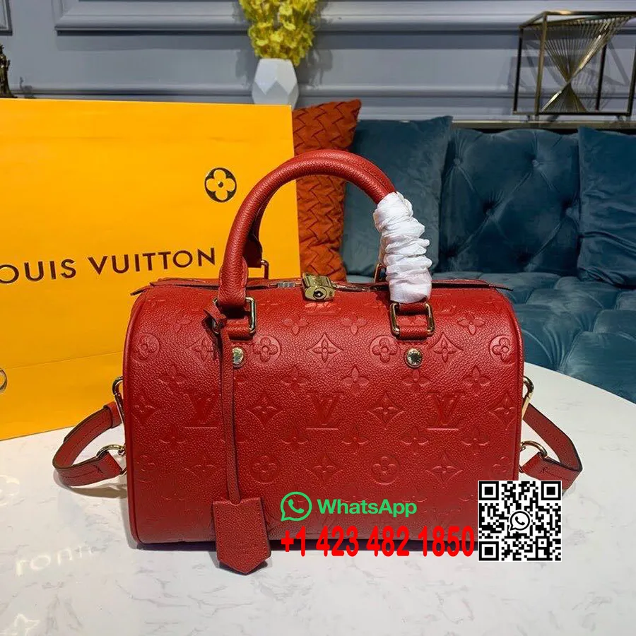 Louis Vuitton Speedy Bandouliere Taske 25 Cm Monogram Empreinte Læder Forår/sommer 2019 Kollektion M42401, Rouge