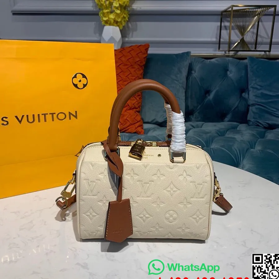 Louis Vuitton Speedy Bandouliere Tasche 20 Cm Monogramm Empreinte Leder Frühjahr/Sommer 2019 Kollektion M42397, Beige Karamell