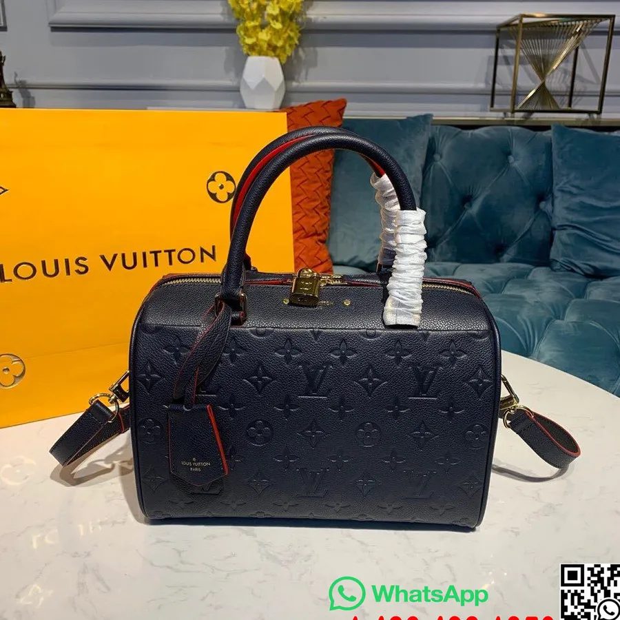 Louis Vuitton Sac Bandoulière Speedy 25cm Cuir Monogram Empreinte Collection Printemps/été 2019 M42401, Bleu Marine