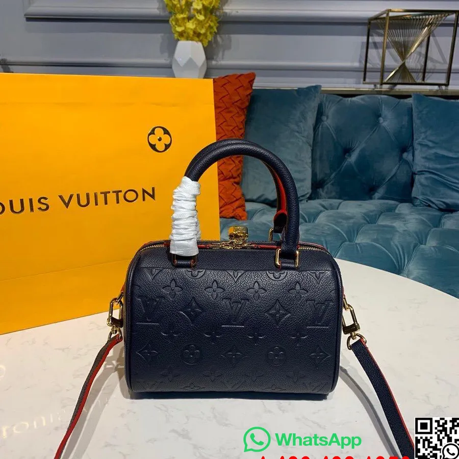 Louis Vuitton Speedy Bandouliere Tasche 20 Cm Monogramm Empreinte Leder Frühjahr/Sommer 2019 Kollektion M42397, Marineblau