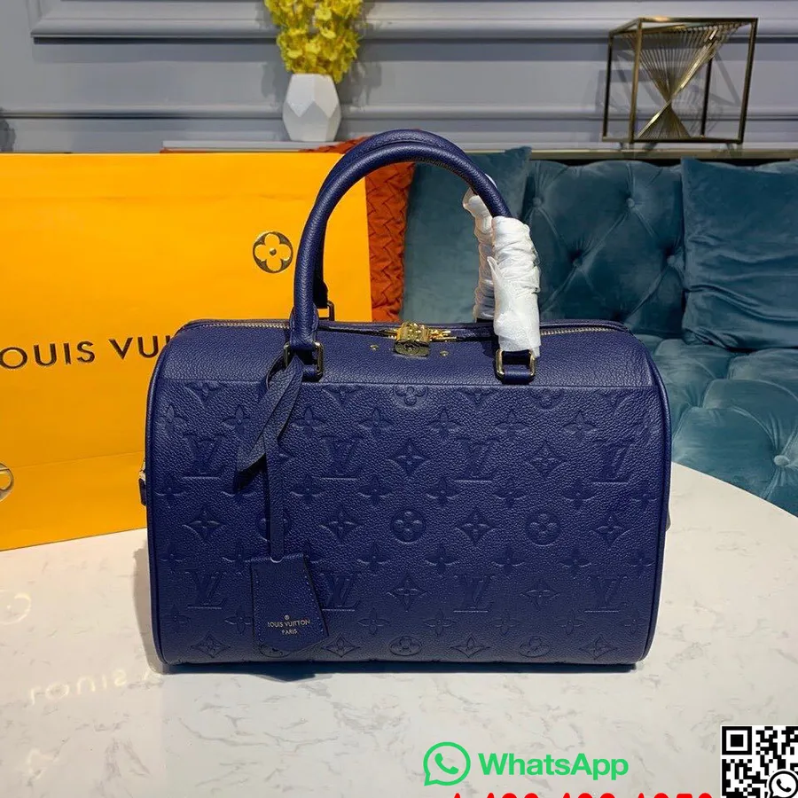 Louis Vuitton Speedy Bandouliere Bolsa 30cm Monograma Empreinte Couro Coleção Primavera / Verão 2019 M42406, Azul