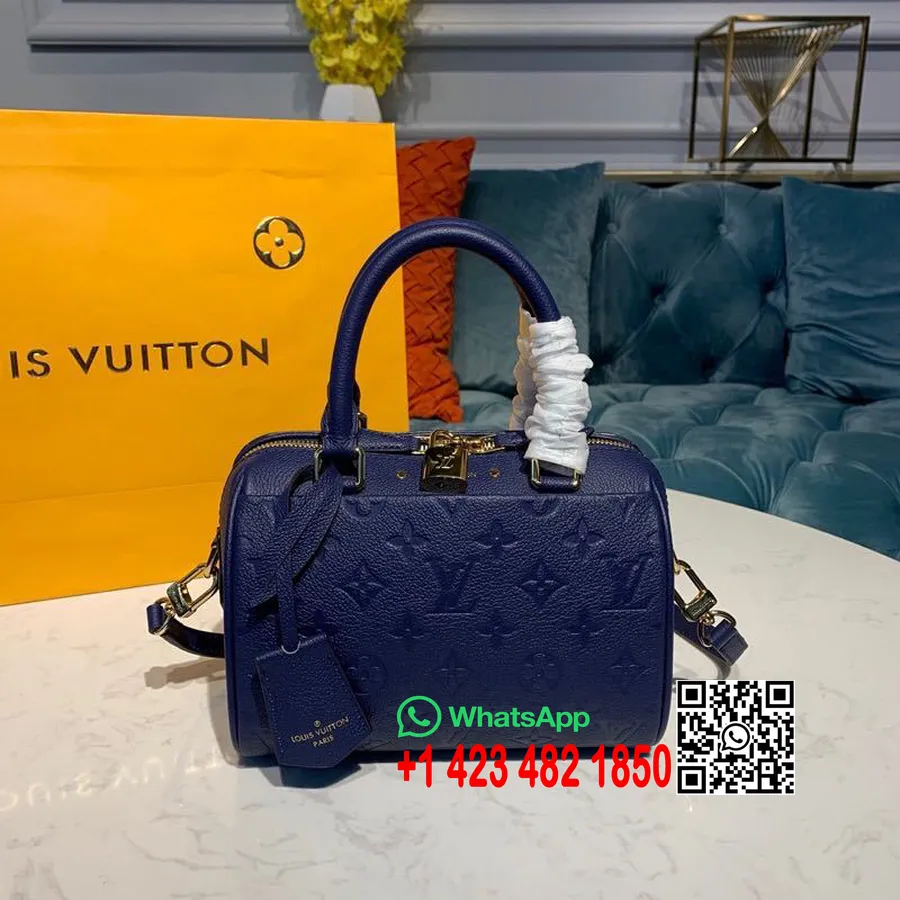 Louis Vuitton Speedy Bandouliere Tasche 20 Cm Monogramm Empreinte Leder Frühjahr/Sommer 2019 Kollektion M42397, Blau