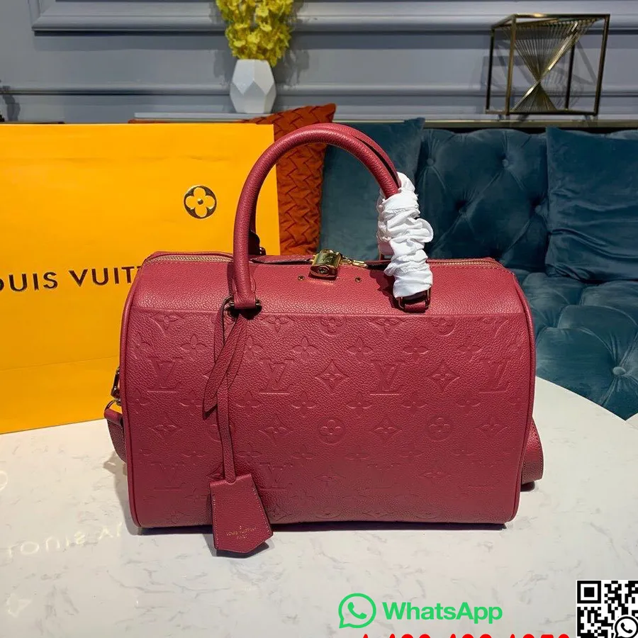 Louis Vuitton Speedy Bandouliere Bolsa 30cm Monograma Empreinte Couro Coleção Primavera / Verão 2019 M42406, Borgonha