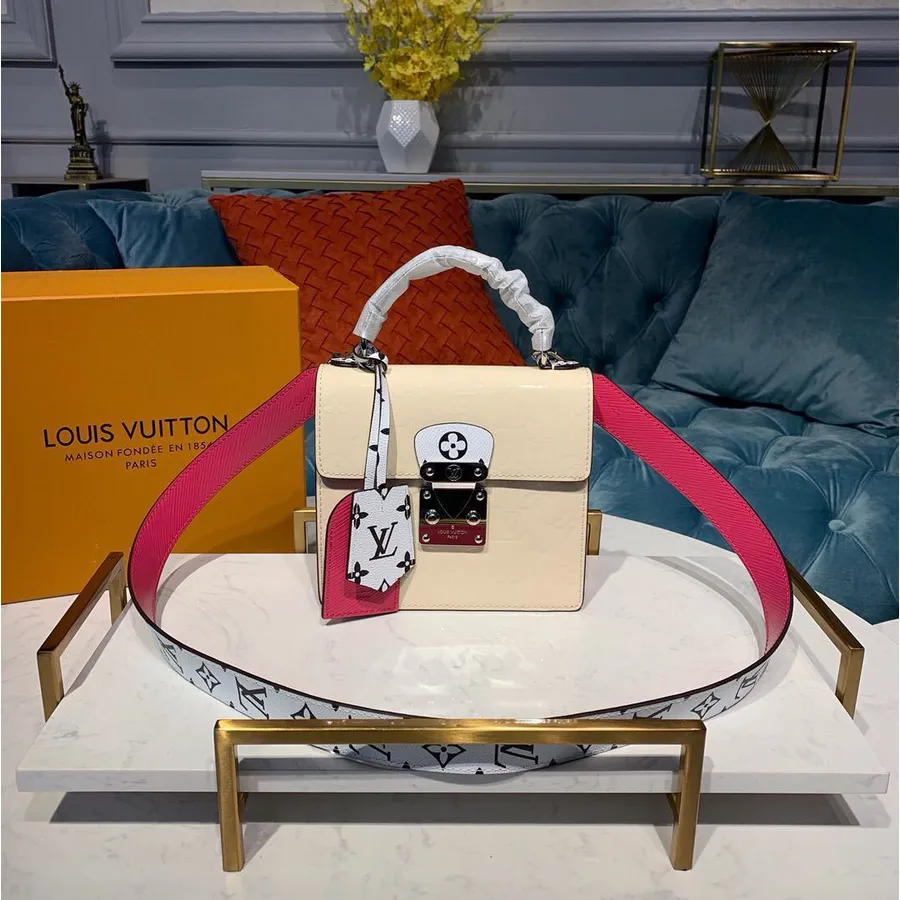 Louis Vuitton Spring Street Bag 20cm Monogram Vernis Canvas Vår/sommer 2019 Kolleksjon M90454, Creme