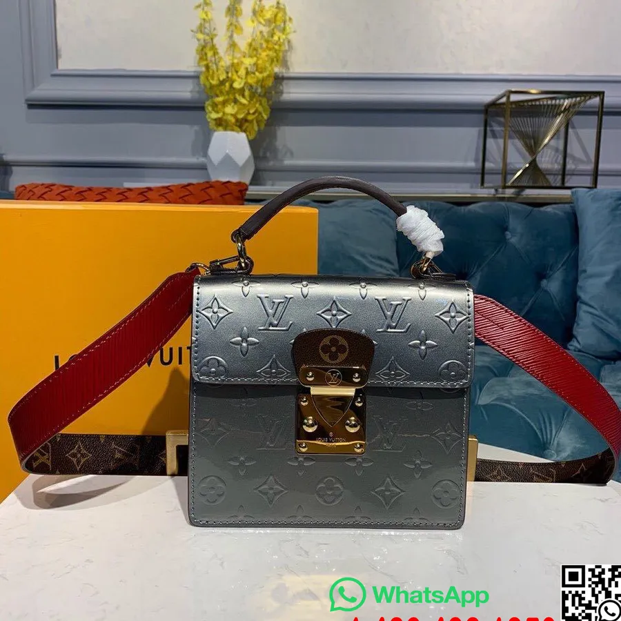 Louis Vuitton Spring Street Bag 20cm Monogram Vernis Canvas Vår/sommer 2019 Kolleksjon M90502, Champagne Metallise Grå