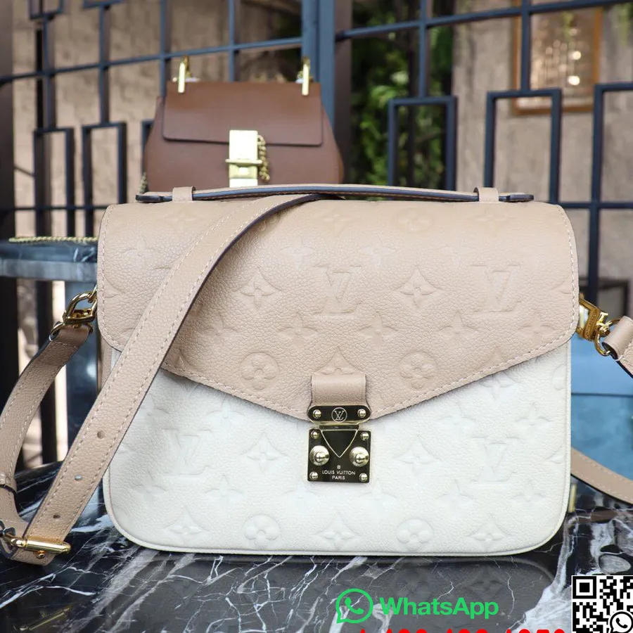 Louis Vuitton Pochette Metis 25cm Väska Monogram Empreinte Canvas Vår/sommar 2019 Kollektion M44018, Beige Rose Creme