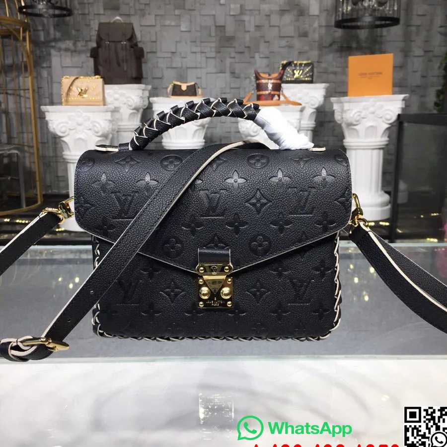 Louis Vuitton Pochette Metis 24cm Flettet Håndtak Veske Monogram Empreinte Canvas Vår/sommer 2019 Kolleksjon M43942, Svart