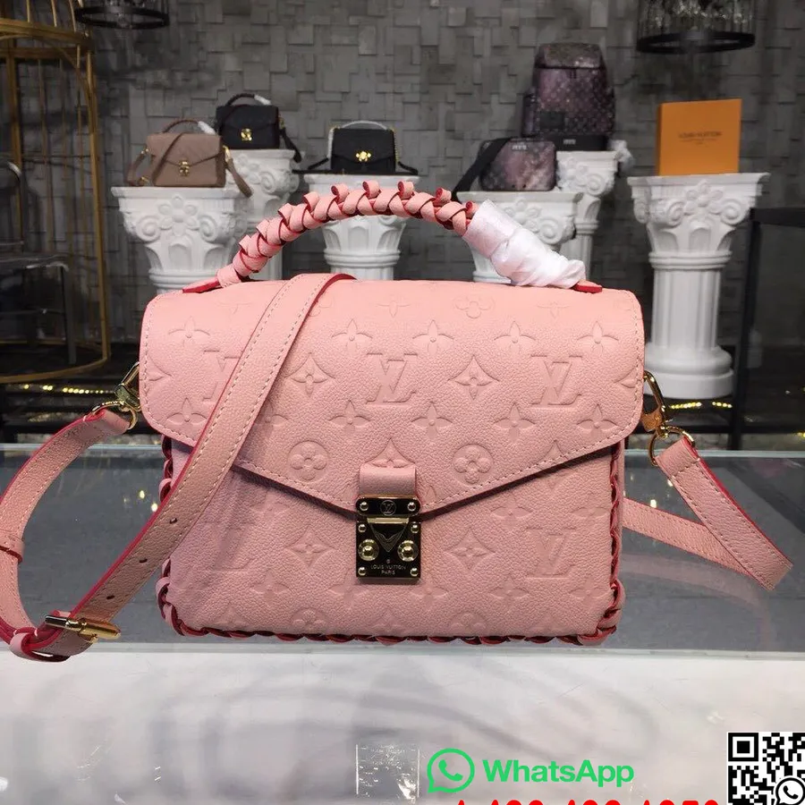 Louis Vuitton Pochette Metis 24 см чанта с плетена дръжка монограм Empreinte Canvas колекция пролет/лято 2019 M43942, роза