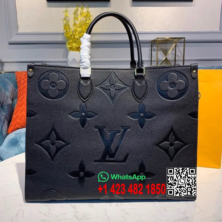 Louis Vuitton Onthego Táska 42 Cm-es Monogram Empreinte Vászon 2019 Tavaszi/nyári Kollekció M44570, Fekete