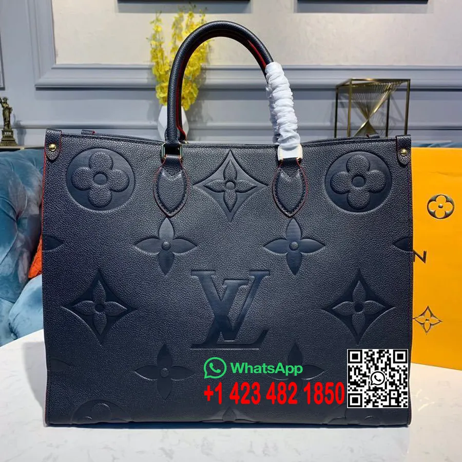 Louis Vuitton Onthego Táska 42 Cm-es Monogram Empreinte Vászon 2019 Tavaszi/nyári Kollekció M44570, Tengerkék