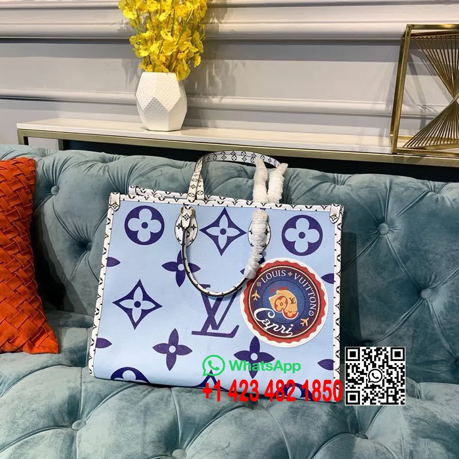 Louis Vuitton Onthego Tygväska 42cm Monogram Jätte Canvas Vår/sommar 2019 Kollektion M44570, Blå