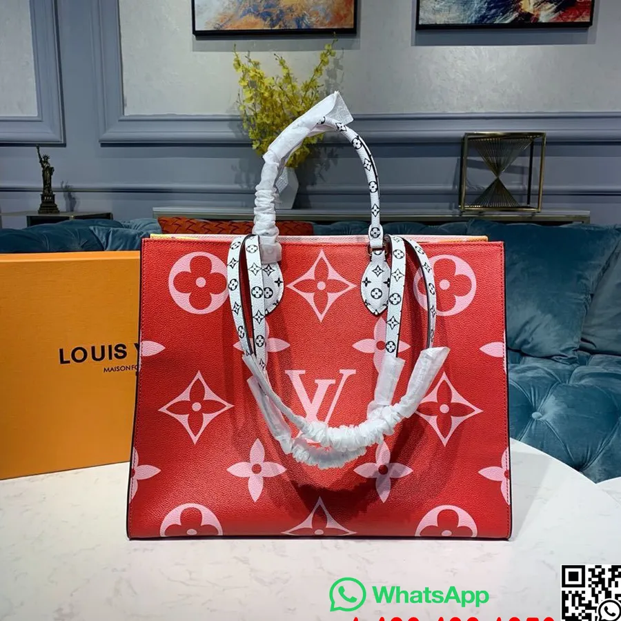 Louis Vuitton Onthego Tygväska 42cm Monogram Jätte Canvas Vår/sommar 2019 Kollektion M44569, Rouge