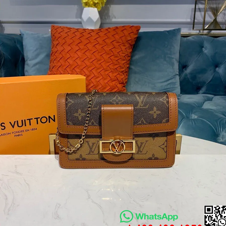 Sac Portefeuille Louis Vuitton Dauphine Chaîne 20cm Toile Monogram Inversée Collection Printemps/été 2020 M68746, Marron/tan