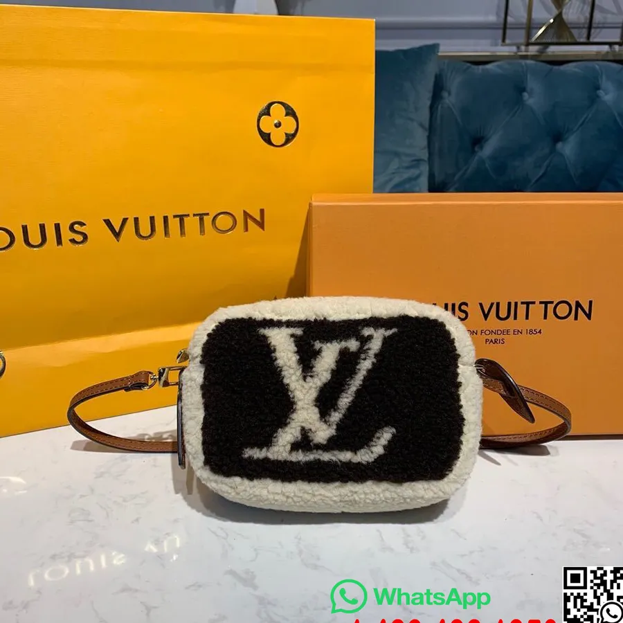 Louis Vuitton Kameras Soma, 16 cm, Cirpšanas Kažokādas 2019. gada Rudens/ziemas Kolekcija, Brūna/krēmkrāsa