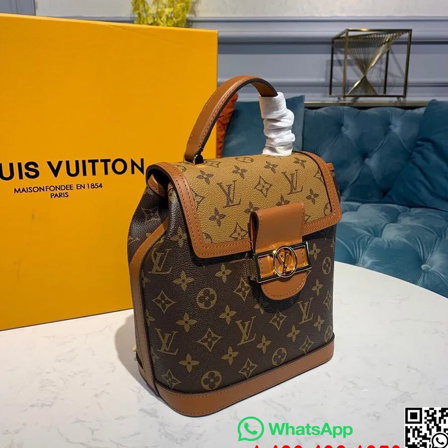 Louis Vuitton Dauphine Mugursoma 24cm Monogramma Reverss Audekls Pavasara/vasaras 2020 Kolekcija M44827, Brūns/iedegums