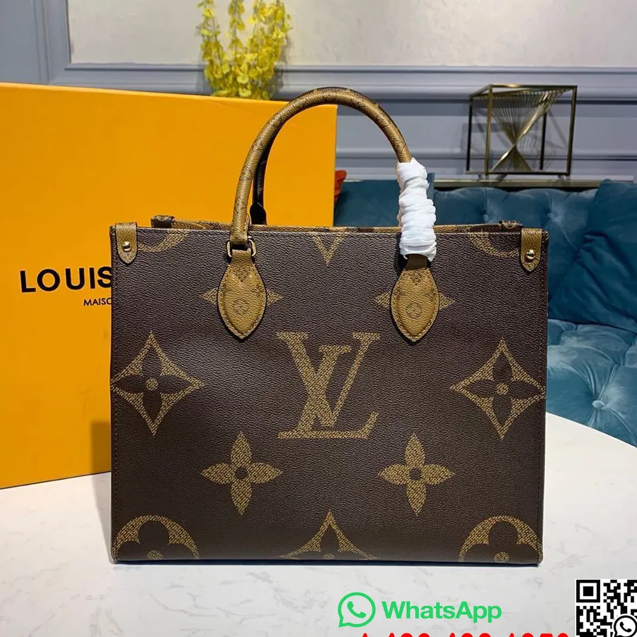 Bolso Louis Vuitton Onthego 34cm Monograma Gigante/monograma Reverso Lona Colección Primavera/verano 2019 M44577, Marrón/broncea