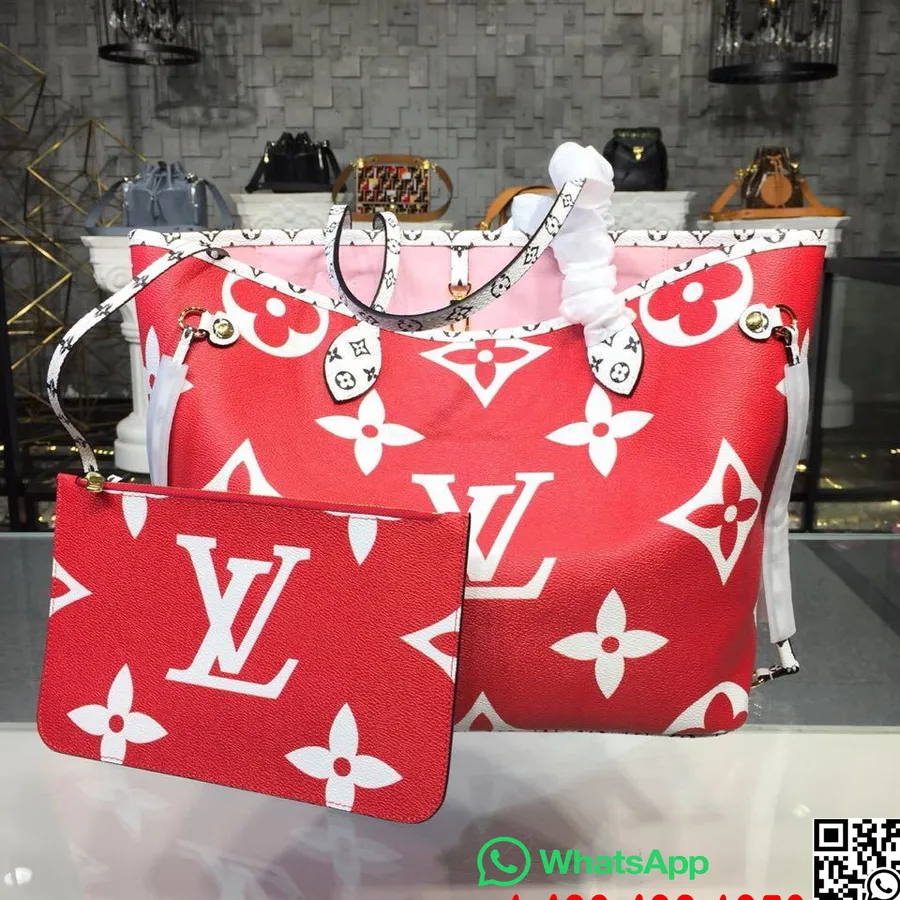 Louis Vuitton Neverfull Mm μονόγραμμα 32cm Geant καμβάς συλλογή άνοιξη/καλοκαίρι 2019 M44567, ρουζ