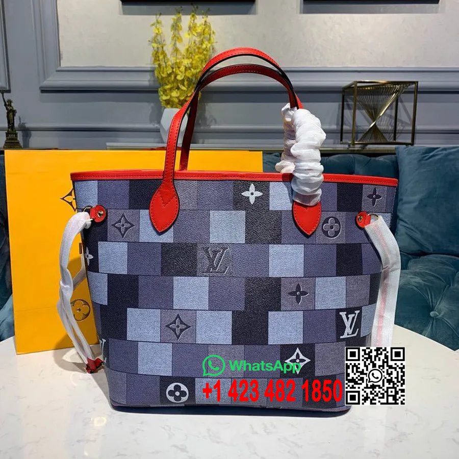 Louis Vuitton Neverfull Mm τσάντα 32cm Patchwork Epi καμβάς φθινόπωρο/χειμώνας 2019 συλλογή N41650, μπλε