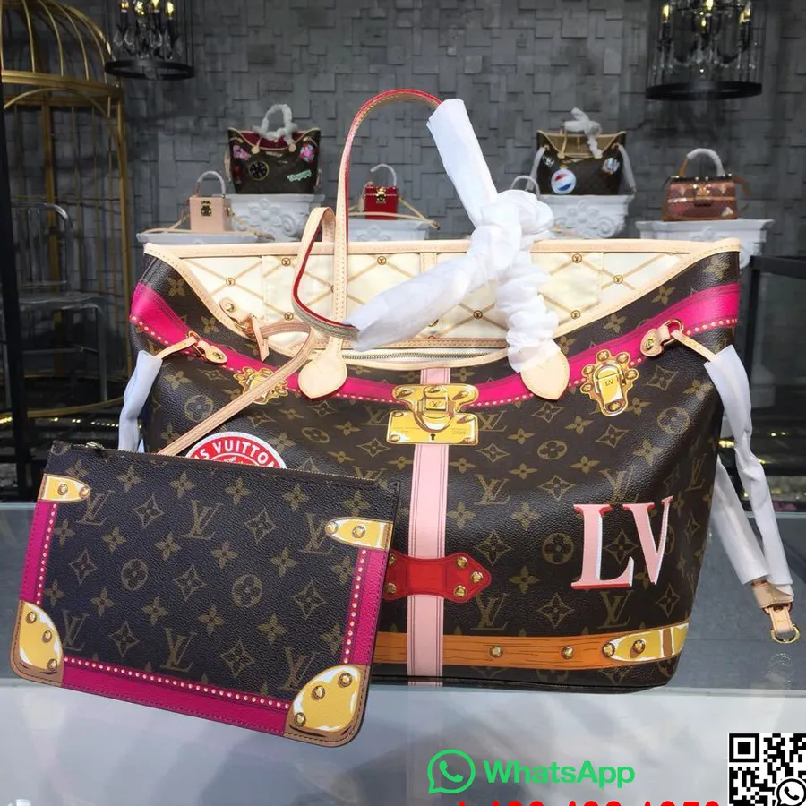 Louis Vuitton Neverfull Mm Soma 32cm Trompe L'oeil Print Monogramma Audekls Rudens/ziema 2018 Kolekcija M41390, Bēšs