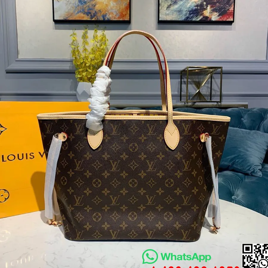 Louis Vuitton Neverfull Mm Soma 32cm Monogramma Audekls Rudens/ziema 2019 Kolekcija M40997, Dzeltena