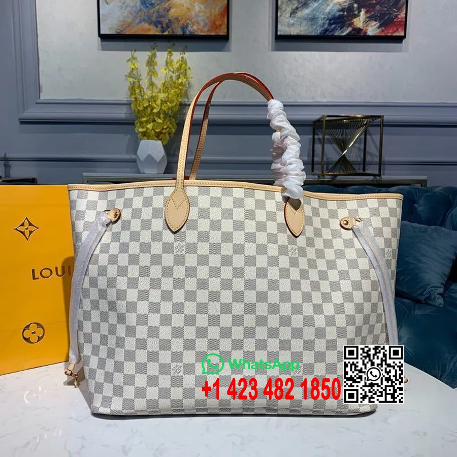 Louis Vuitton Neverfull Gm Väska 40cm Damier Azur Canvas Höst/vinter 2019 Kollektion N41604, Rose Ballerine