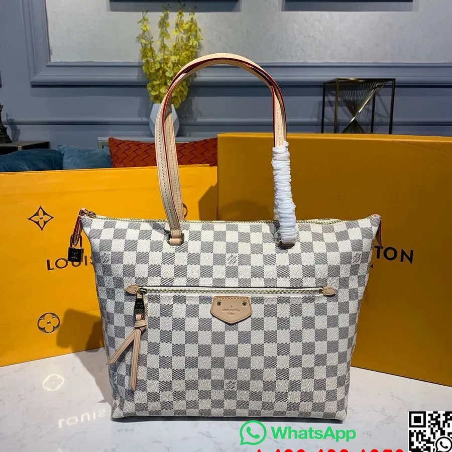 Louis Vuitton Iena Mm Táska 34cm Damier Azur Vászon őszi/téli 2019 Kollekció N44040, Bézs