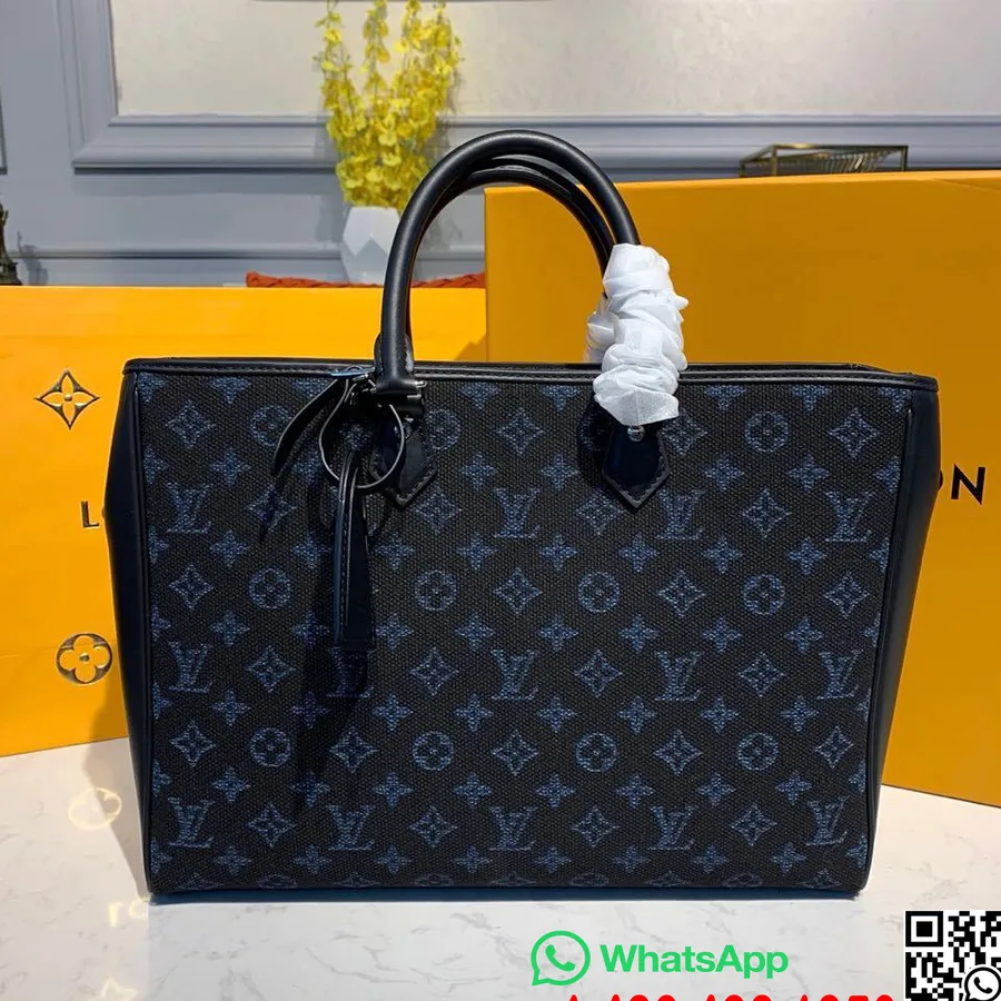 Louis Vuitton Grand Sac Férfi Táska 38 Cm Kék Monogramos Jacquard Vászon ősz/tél 2019 Kollekció M44733, Kék Kobalt