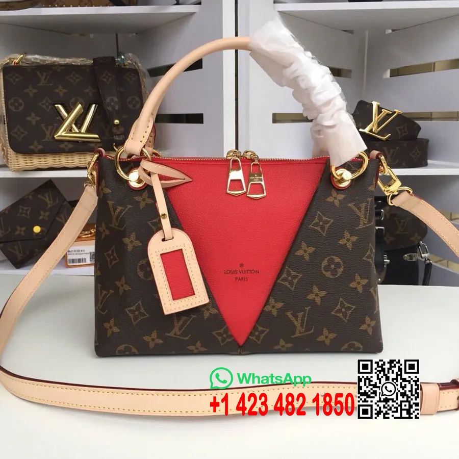 11/11 Akció Louis Vuitton V Tote Bb Táska 18cm Monogram Vászon 2019 Tavaszi/nyári Kollekció M43966, Cerise