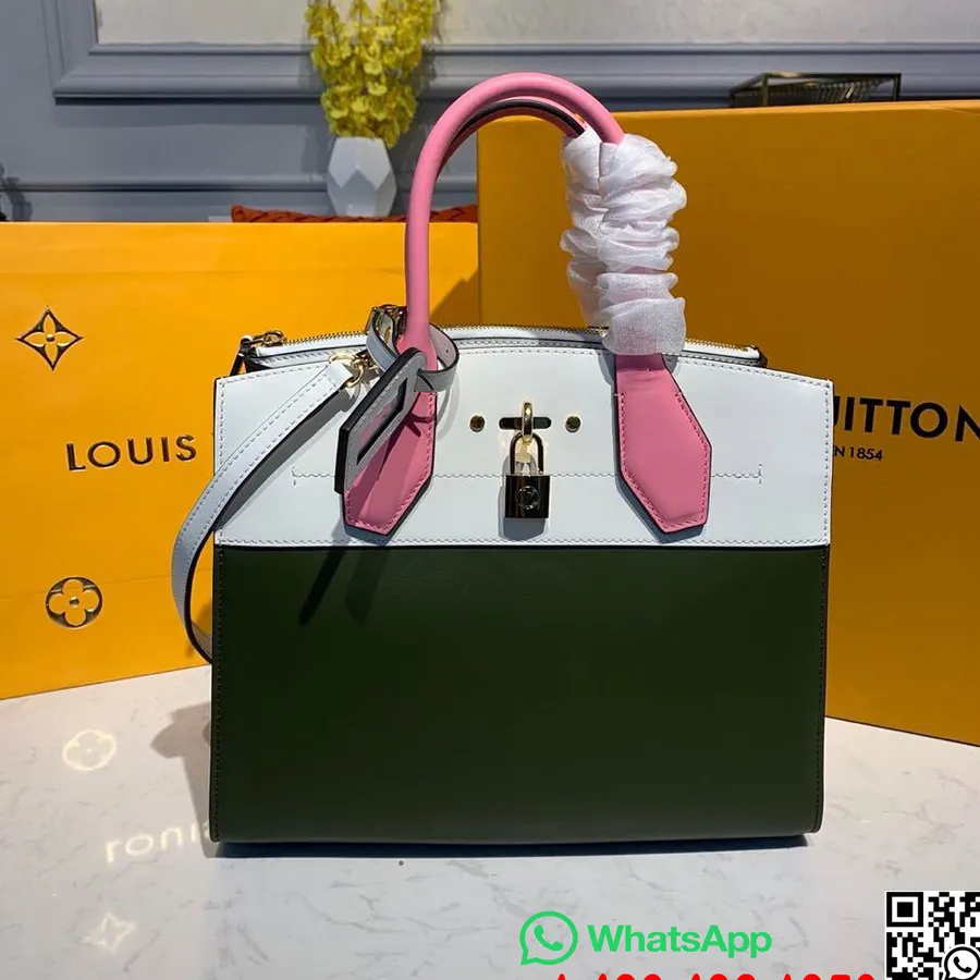 Louis Vuitton Steamer Bag 32 Cm Kalbsleder Frühjahr/Sommer 2019 Kollektion M42188, Dunkelgrün/rosa/weiß