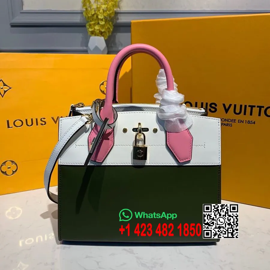 Louis Vuitton Steamer Bag 26 Cm Kalbsleder Frühjahr/Sommer 2019 Kollektion M42188, Dunkelgrün/rosa/weiß