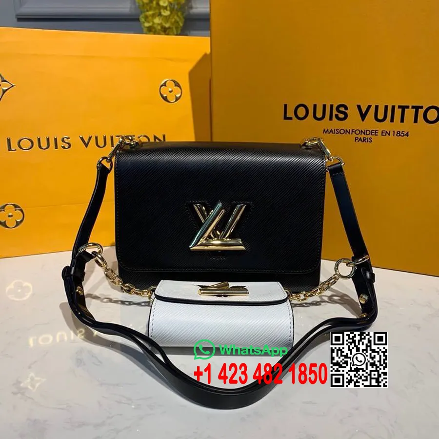 Louis Vuitton Twist Mm τσάντα 23cm με Twist Xs πορτοφόλι Epi Canvas φθινόπωρο/χειμώνας 2019 συλλογή M50282, μαύρο/άσπρο