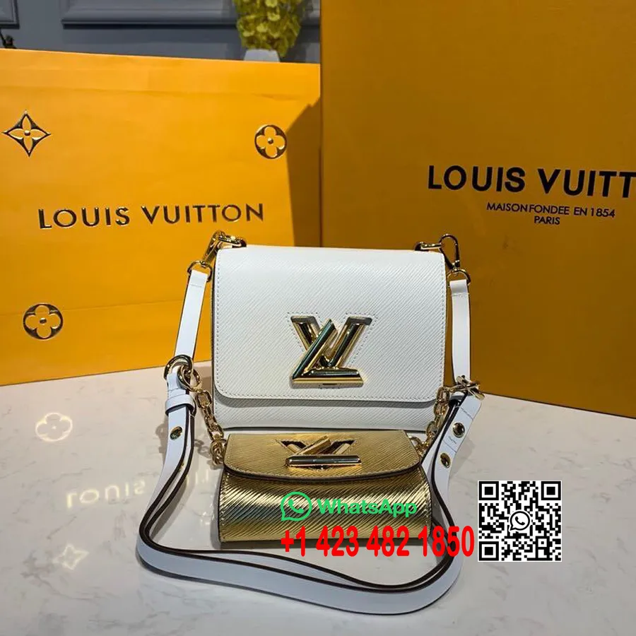 Louis Vuitton Twist MM Tasche 18 Cm Mit Twist XS Geldbörse Epi Canvas Herbst/Winter 2019 Kollektion M50282, Weiß/Gold