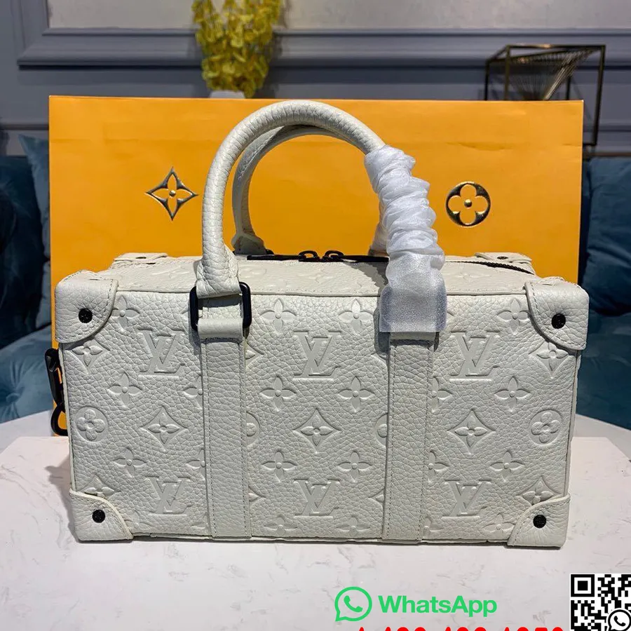 Louis Vuitton кутия горна дръжка чанта за писта 28 см монограм платнена колекция пролет/лято 2020 M44483, бял