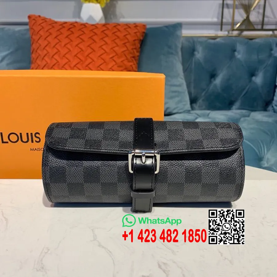 Louis Vuitton 3 Saat Kılıfı Damier Grafit Tuval Sonbahar/kış 2019 Koleksiyonu M47530, Siyah