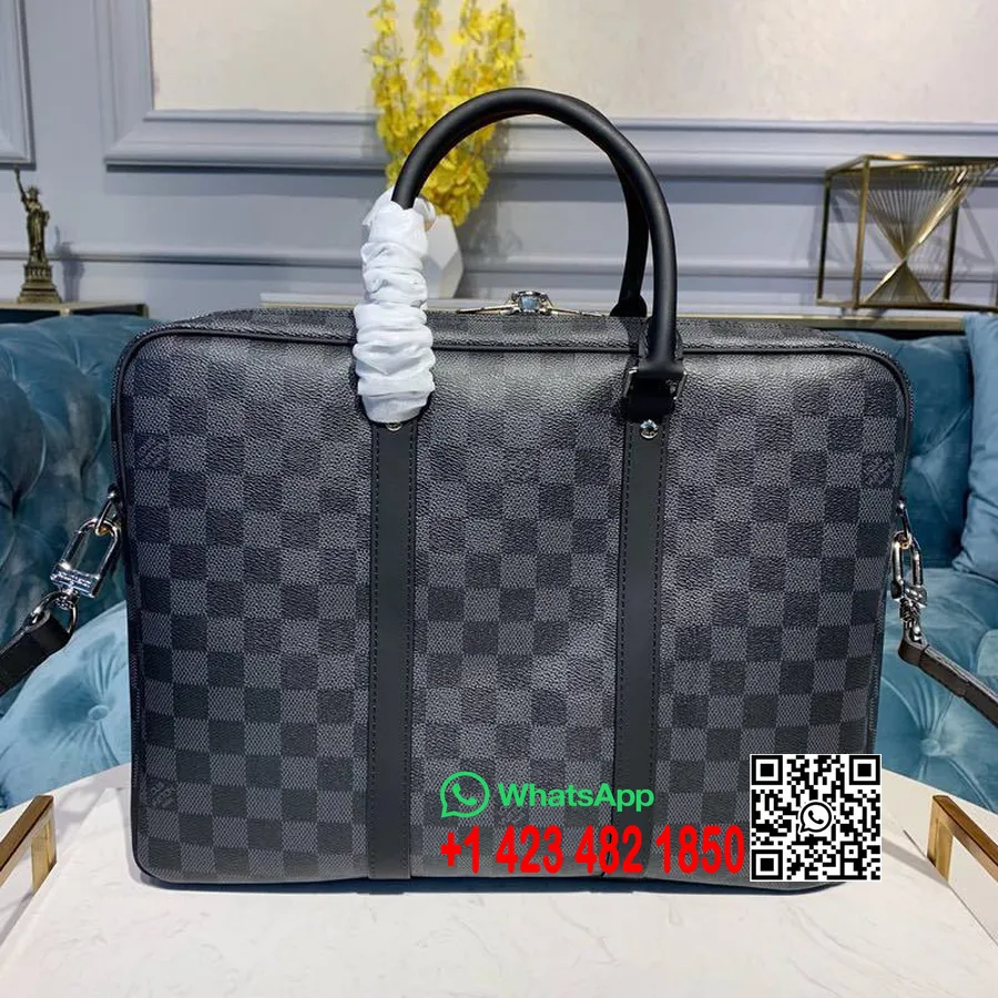 Louis Vuitton Porte Documents Voyage Bag 36cm Damier Grafitt Lerret Vår/sommer 2019 Kolleksjon N41466, Svart