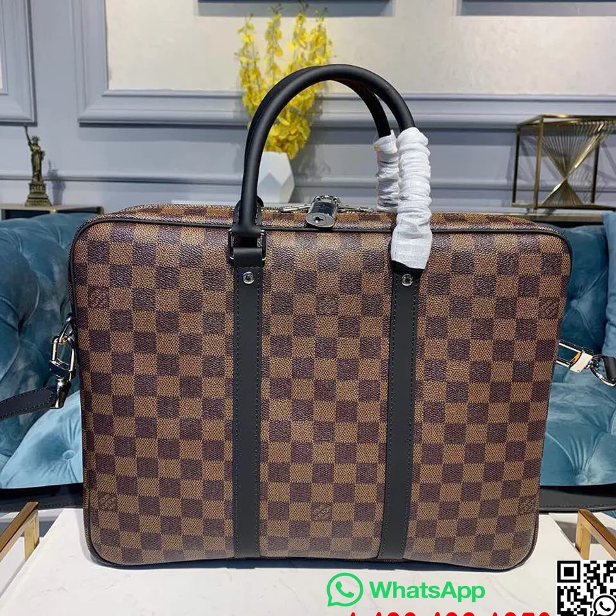 Louis Vuitton Porte Documents Voyage Bag 36cm Damier Ebene Canvas Vår/sommer 2019 Kolleksjon N41466, Brun