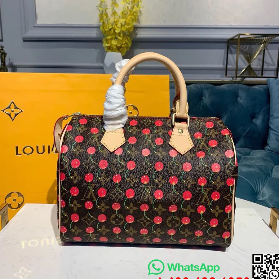 Louis Vuitton X Takashi Murakami Rýchla Taška 25 Monogramov Cerises Canvas Jar/leto 2019 Kolekcia M41107, Hnedá