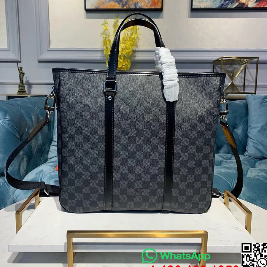 Louis Vuitton Tadao Veske 35 Cm Damier Grafitt Lerret Vår/sommer 2019 Kolleksjon N41259, Svart