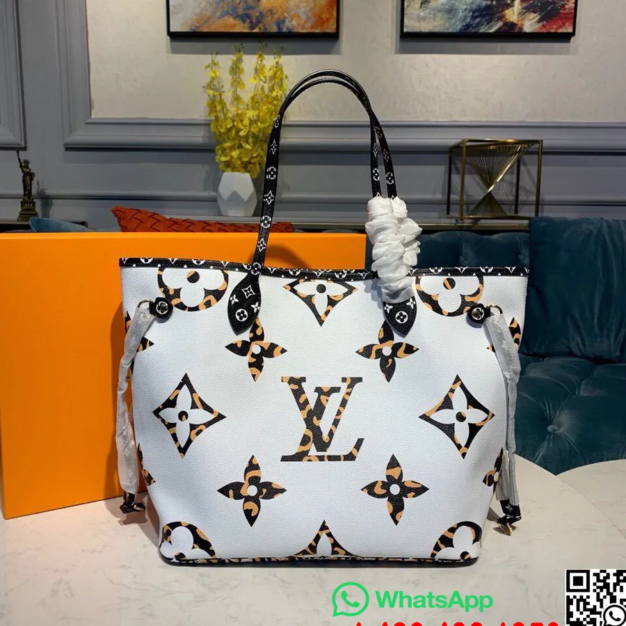 Louis Vuitton Neverfull Mm-es Táska 32 Cm-es Monogram Dzsungel Vászon 2019 Tavaszi/nyári Kollekció M44716, Elefántcsont