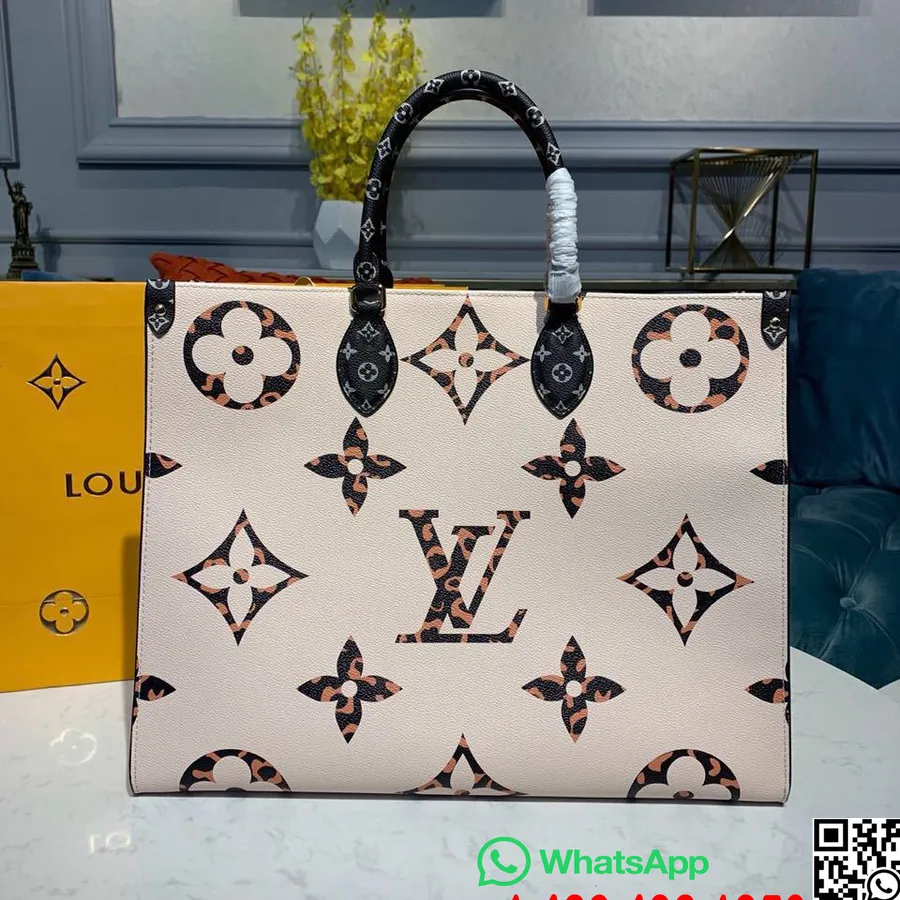 Louis Vuitton Onthego Táska 42 Cm-es Monogram Dzsungel Vászon 2019 Tavaszi/nyári Kollekció M44675, Elefántcsont