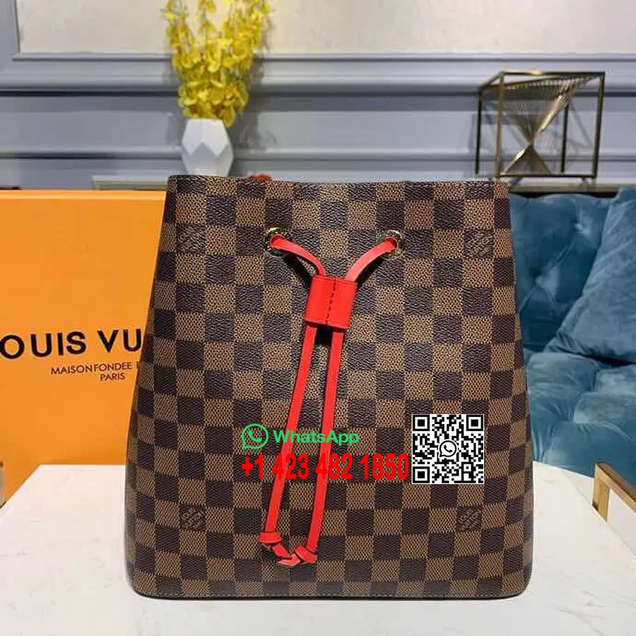 Louis Vuitton Neonoe Bb Bucket Bag 26cm Damier Ebene Canvas Vår/sommer 2019 Kolleksjon N40214, Cherry Berry