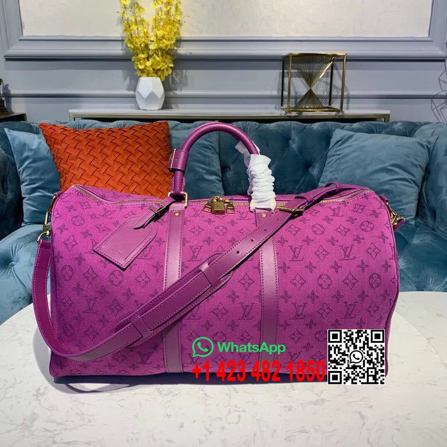 Louis Vuitton Keepall Bandouliere 50 Cm Monogram Denim Platno Kolekcija Pomlad/poletje 2019 M44644, Vijolična