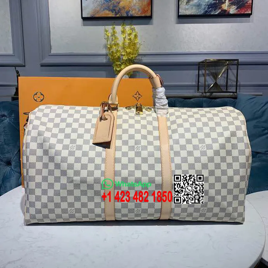 Louis Vuitton Keepall Bandouliere 55 Cm Damier Azur Platno Kolekcija Pomlad/poletje 2019 N41429, Azur