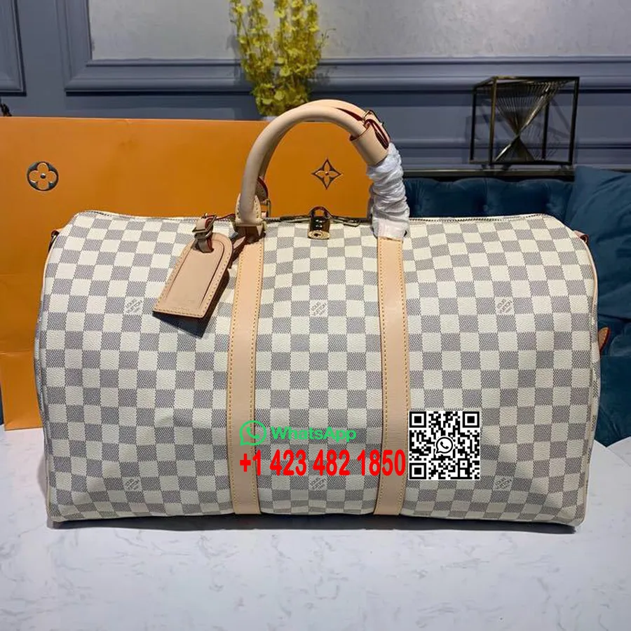 Louis Vuitton Keepall Bandouliere 50 cm Damier Azur Canvas 2019. gada Pavasara/vasaras Kolekcija n41428, Azur