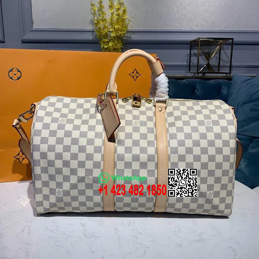 Louis Vuitton Keepall Bandouliere 45cm Damier Azur Canvas Lente/zomer 2019 Collectie N48223, Azur