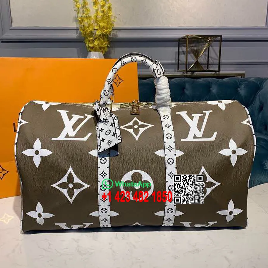 Louis Vuitton Keepall Bandouliere 50cm Monogram Geant Canvas Kolekcija Pomlad/poletje 2019 M44590, Kaki/zelena